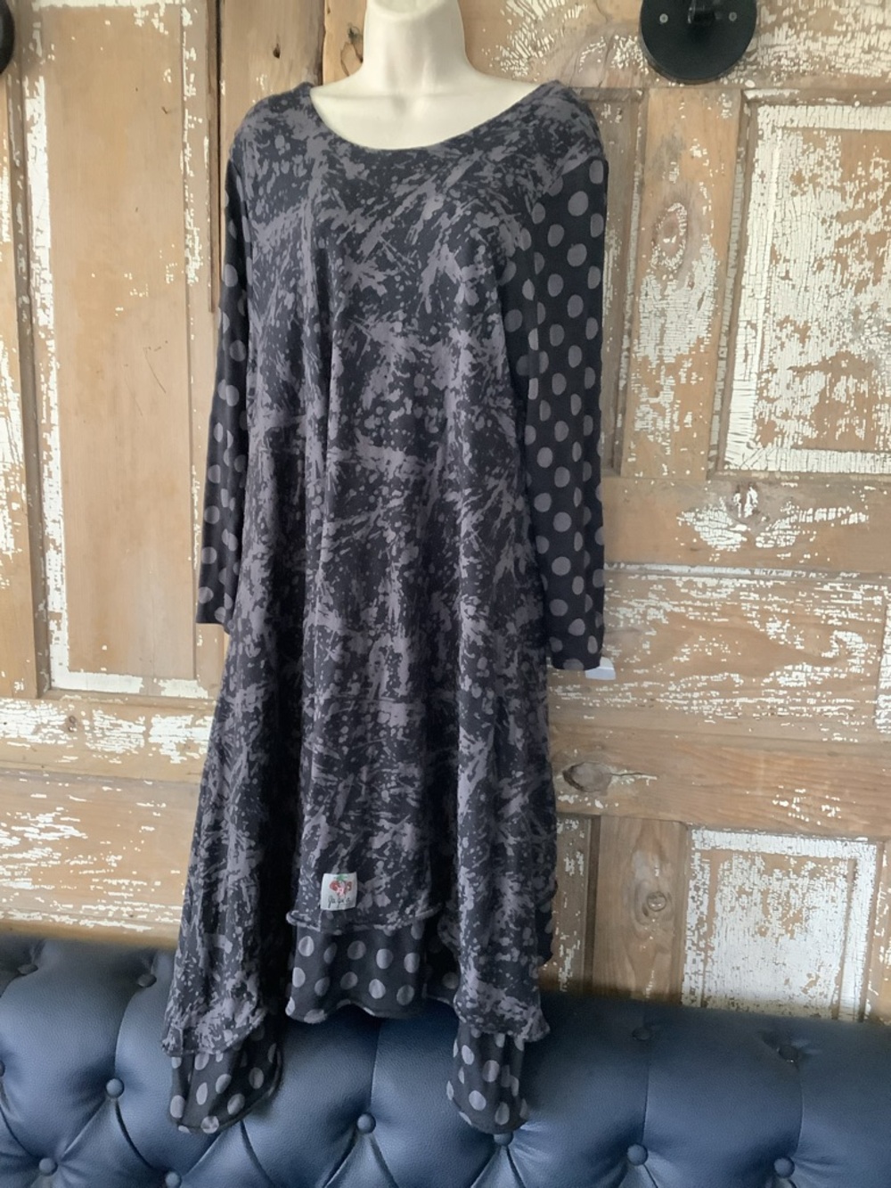 Ya Qu’a France Dress Laganlook Layered A Line Swing Black 42” Chest
